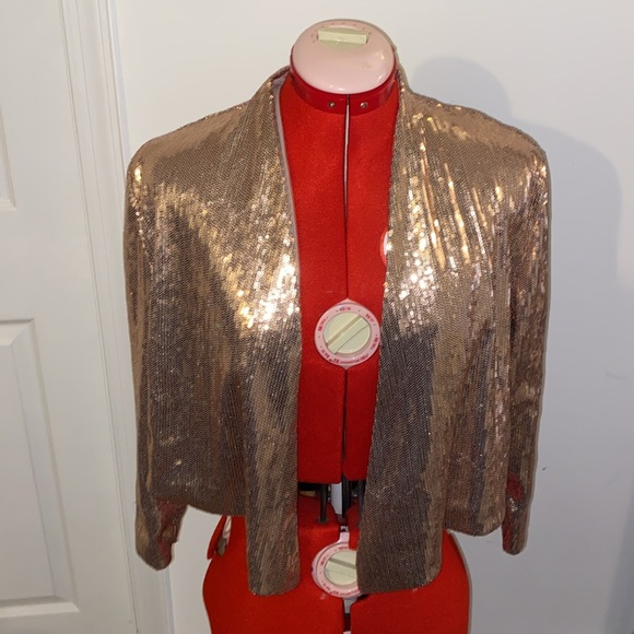 Kardashian Kollection Jackets & Blazers - Kardashian Kollection Cropped Rose Gold Blazer